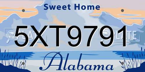 5XT9791 Alabama License Plate