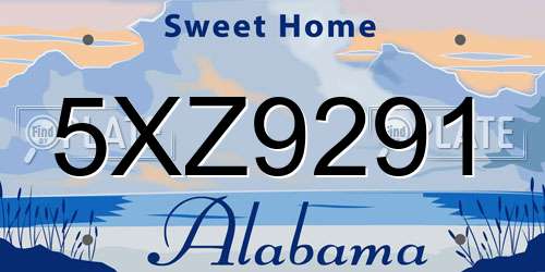 5XZ9291 Alabama License Plate