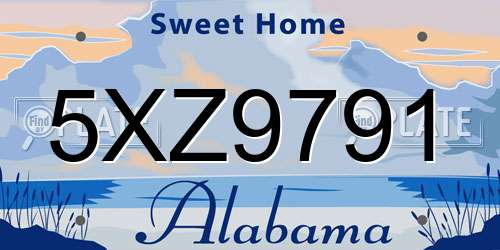 5XZ9791 Alabama License Plate