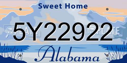 5Y22922 Alabama License Plate