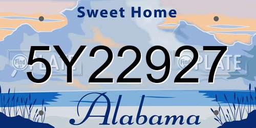 5Y22927 Alabama License Plate