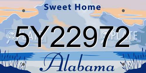 5Y22972 Alabama License Plate
