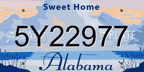 5Y22977 Alabama License Plate