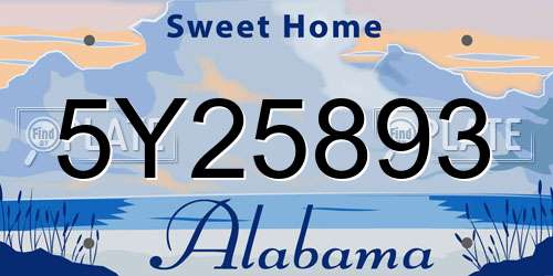 5Y25893 Alabama License Plate