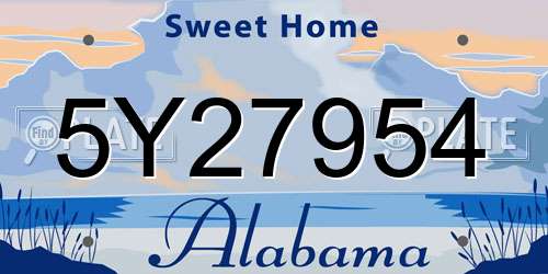 5Y27954 Alabama License Plate