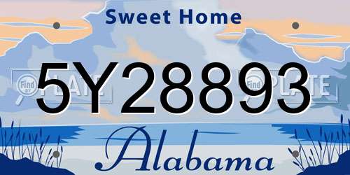 5Y28893 Alabama License Plate