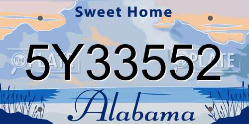 5Y33552 Alabama License Plate