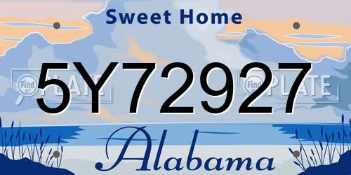 5Y72927 Alabama License Plate