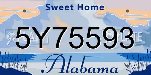 5Y75593 Alabama License Plate