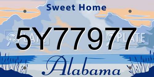5Y77977 Alabama License Plate