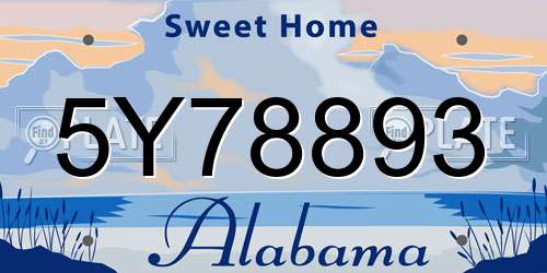5Y78893 Alabama License Plate
