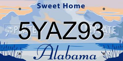 5YAZ93 Alabama License Plate