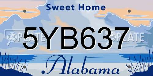5YB637 Alabama License Plate