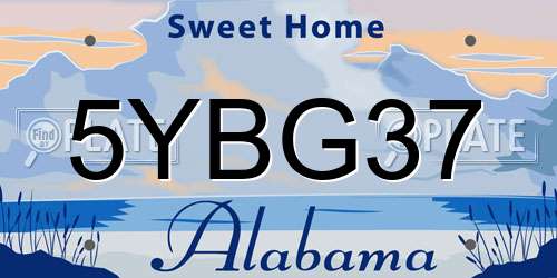 5YBG37 Alabama License Plate