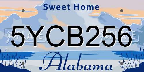 5YCB256 Alabama License Plate