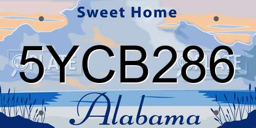 5YCB286 Alabama License Plate