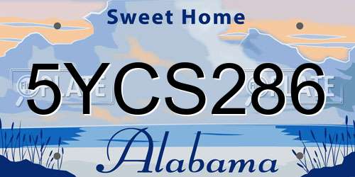 5YCS286 Alabama License Plate