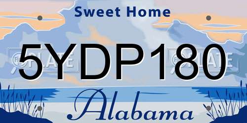 5YDP180 Alabama License Plate