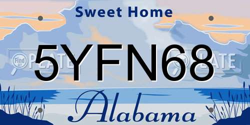 5YFN68 Alabama License Plate