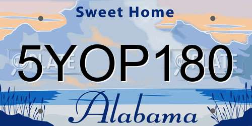 5YOP180 Alabama License Plate