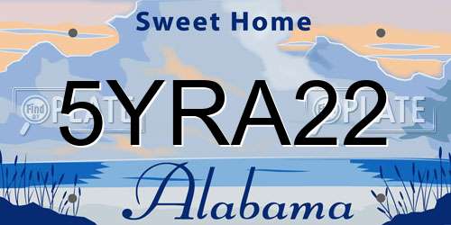 5YRA22 Alabama License Plate
