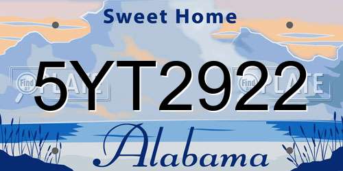 5YT2922 Alabama License Plate