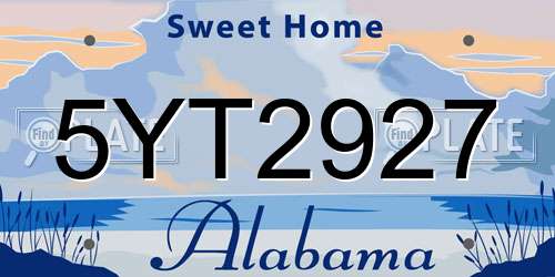 5YT2927 Alabama License Plate