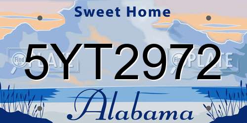 5YT2972 Alabama License Plate