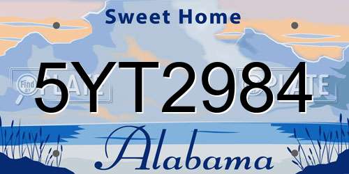 5YT2984 Alabama License Plate