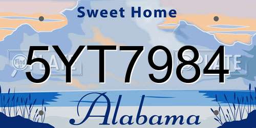 5YT7984 Alabama License Plate