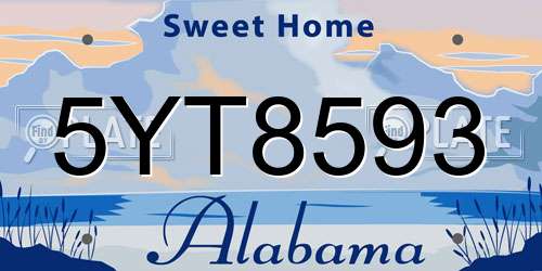 5YT8593 Alabama License Plate