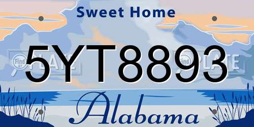 5YT8893 Alabama License Plate