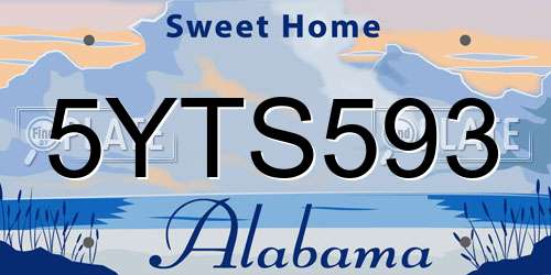 5YTS593 Alabama License Plate