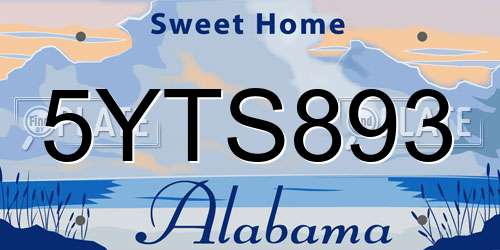 5YTS893 Alabama License Plate