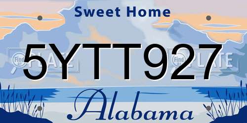 5YTT927 Alabama License Plate
