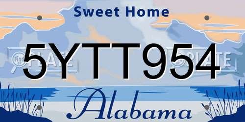 5YTT954 Alabama License Plate
