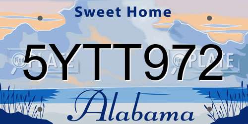 5YTT972 Alabama License Plate