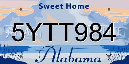 5YTT984 Alabama License Plate
