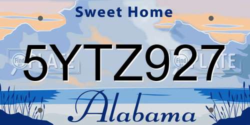 5YTZ927 Alabama License Plate