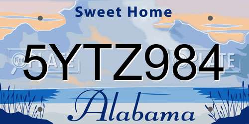 5YTZ984 Alabama License Plate
