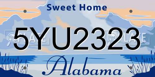 5YU2323 Alabama License Plate