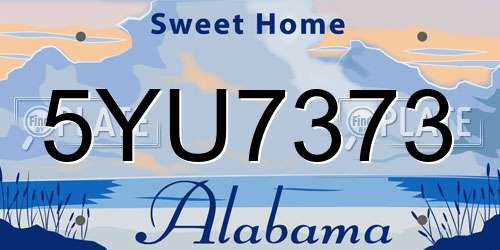 5YU7373 Alabama License Plate