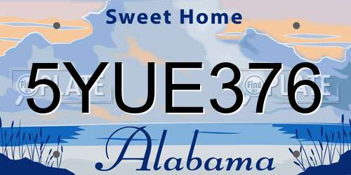 5YUE376 Alabama License Plate