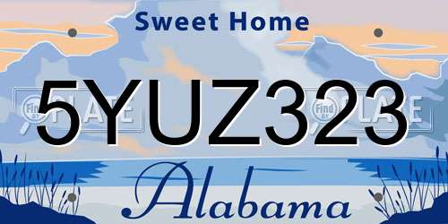 5YUZ323 Alabama License Plate
