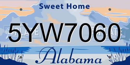 5YW7060 Alabama License Plate