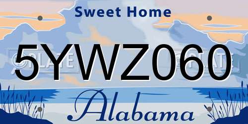 5YWZ060 Alabama License Plate