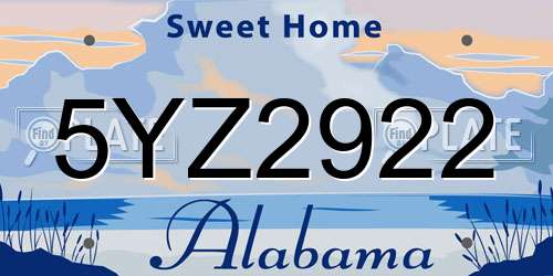 5YZ2922 Alabama License Plate