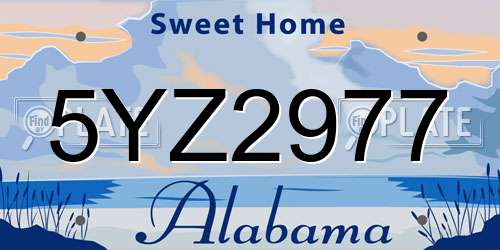 5YZ2977 Alabama License Plate