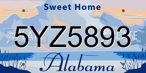 5YZ5893 Alabama License Plate