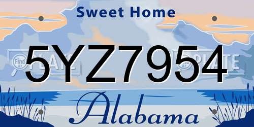 5YZ7954 Alabama License Plate